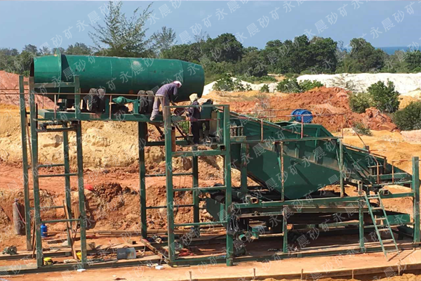 印度滚筒筛淘金设备工作现场-潍坊永晨沙矿机械(图1)